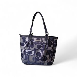 Coach Navy Blue Large Gallery Signature Tote Bag